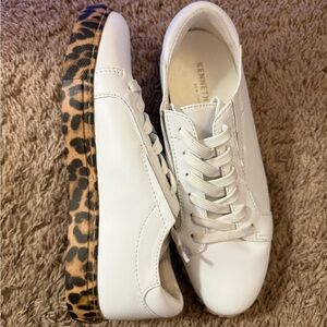 Kenneth Cole White Sneakers with Leopard Print Sole